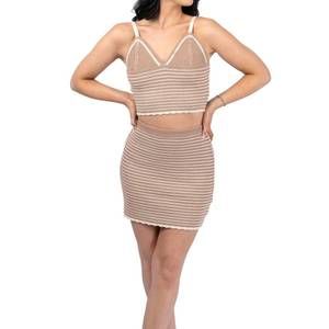 NEW SAGE THE LABEL vanilla crotchet skirt in cream/tan